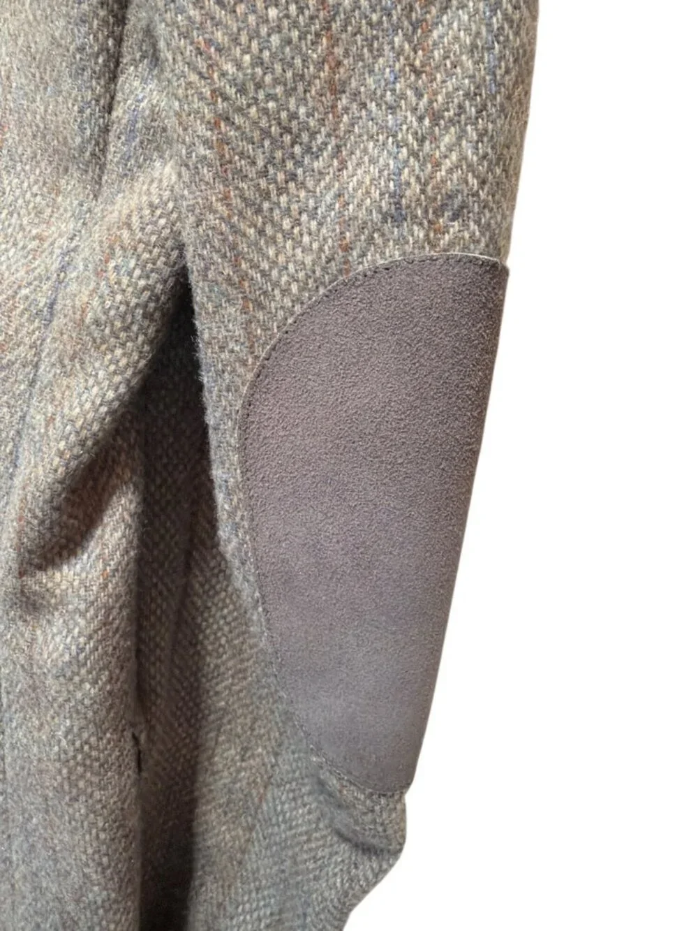 Levis Vintage 70s Trimcut Wool Tweed Herringbone Blazer 38R With Suede Elbow Pat